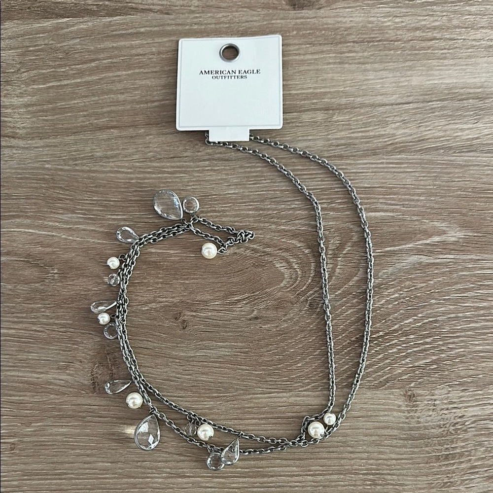 American Eagle Outfitters Silver Crystal Necklace